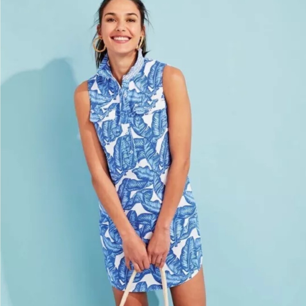 Vineyard Vines Blue Leaf Print Mini Dress